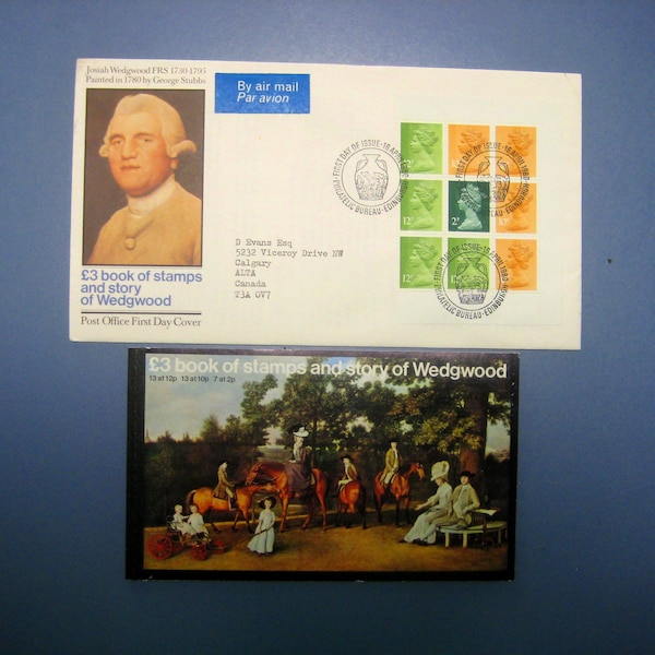 Great Britain GB Machin Stamps, DX2 The Story Of Wedgwood, 3 Pound Prestige Booklet and First Day Cover FDC issued April 16, 1980