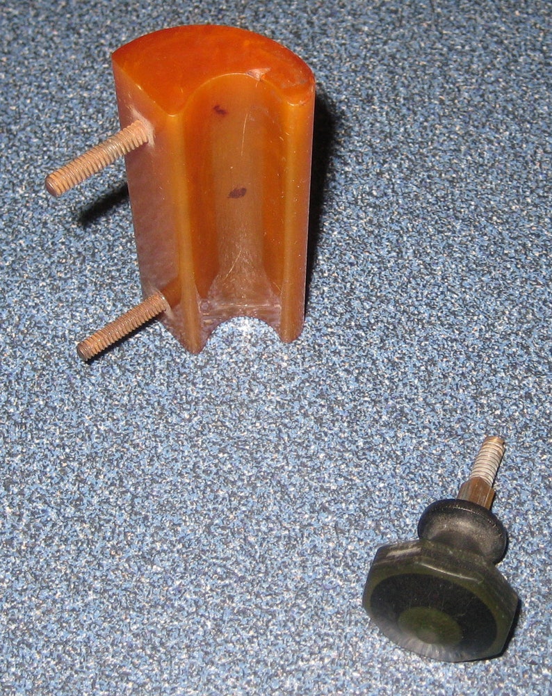 Art Deco Bakelite Amber Drawer Pull plus green and black bakelite pull
