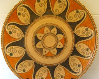 Charlotte Rhead 14 inch, 36 cm Crown Ducal Arabian Scroll Art Deco Charger