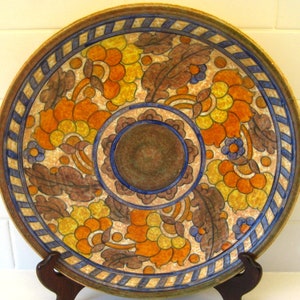 Charlotte Rhead 12.5 inch, 32 cm Crown Ducal Byzantine pattern Art Deco wall plaque
