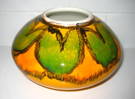 Poole Pottery Yellow Delphis Vase Shape 32 Mark No 47 Etsy