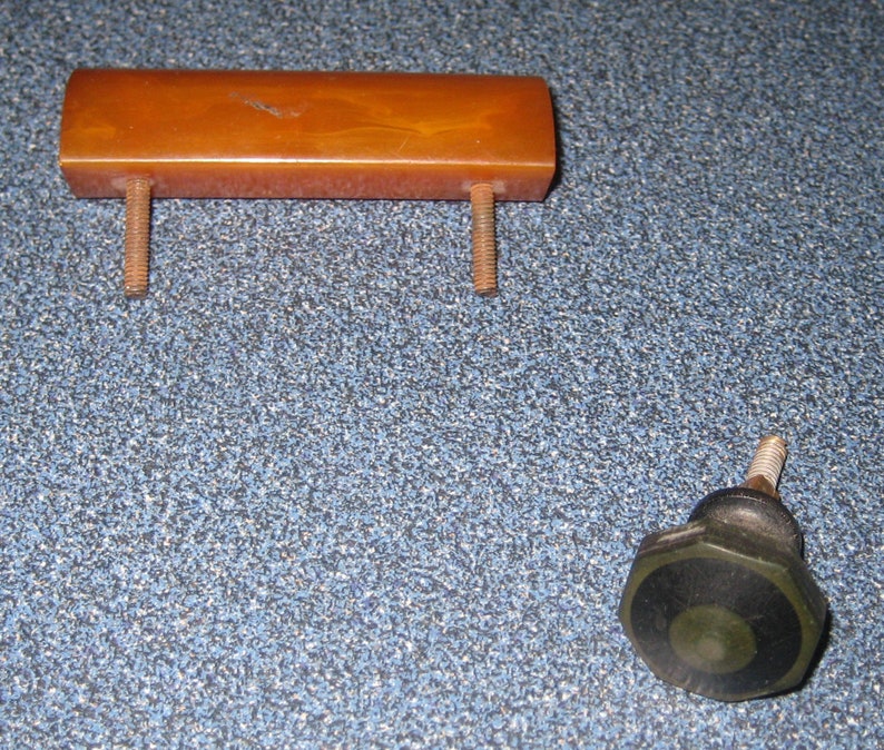 Art Deco Bakelite Amber Drawer Pull plus green and black bakelite pull