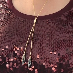 Y Shape Necklace, Lariat Long Necklace Gold, Bolo Necklace, Toggle Slide Chain Choker, Adjustable Fashion Necklace, Long Chain Necklace
