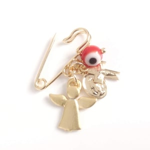 Newborn Pin, Baby Crib Pin, Guardian Angel Brooch, Guardian Angel Jewelry,  Newborn Gifts, Baby Shower Gift, Mal de Ojo, Evil Eye Pin Brooch