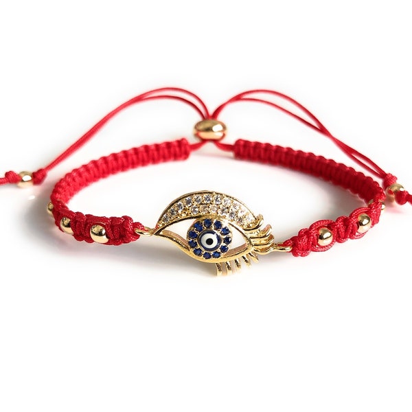 Red String Evil Eye Bracelet, Macrame Women Bracelet, Turkish Kabbalah Lucky Bracelets, Red String Bracelet, Pulseras de Hilo, Mal de Ojo