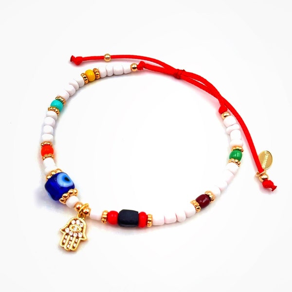 Lucky Charms, Evil Eye Bracelet, Friendship Azabache Bracelet, Gold Charms Blue Hamsa Bracelet, Jewish Gift, Mal de Ojo, Good Luck Pendant