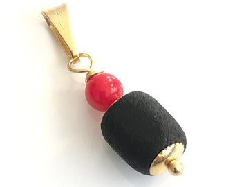 Red Coral Azabache Pendant, Genuine Azabache Jet Stone Charm, Baby Protection Charm, Baby Shower Gift, Azabache Beads, Mal de Ojo Jewelry