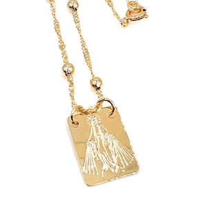 Scapular Necklace, Miraculous Virgin Mary Gold Medal, Catholic Chain Scapular, Religious Jewelry Gift, Virgen de la Milagrosa, Holiday Gift