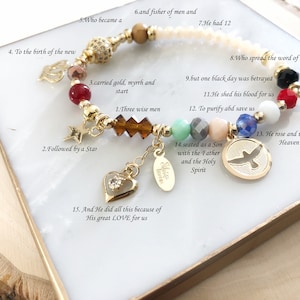 Life Of Jesus Bracelet, Jesus Christ Story Bracelet, Biggest Love Story Life Jesus Bracelet, Stretch Beaded Bracelet, Christian Faith Gift