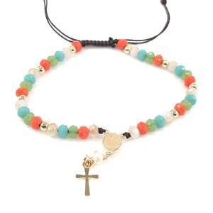 Multicolor Crystal Rosary Bracelet, Catholic Rosaries, First Communion gift, Rosary Bracelet gold Religious jewelry, Regalo Primera Comunion