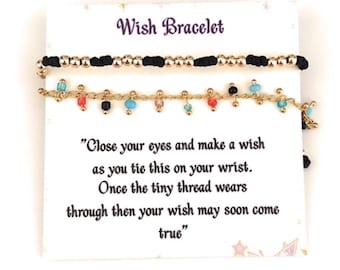 Friendship Make a Wish Bracelet, Wish String Bracelet, Best Friend Birthday Bracelet, Christmas Wish Bracelet, Boho Jewelry, Gift Under 20
