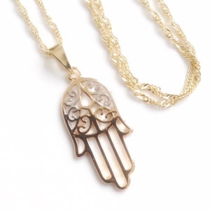 Mano de Fatima Necklace Hand of God Gold Hand of Fatima Chain Minimal Hand Pendant Jewish Gift Judaica Jewelry Protection Pendant for Women
