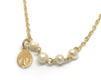 Padre Nuestro Freshwater Cultured Pearls Pendant Bracelet Our Father Spanish Prayer