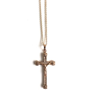 Cubic Zirconia Cross Gold Necklace