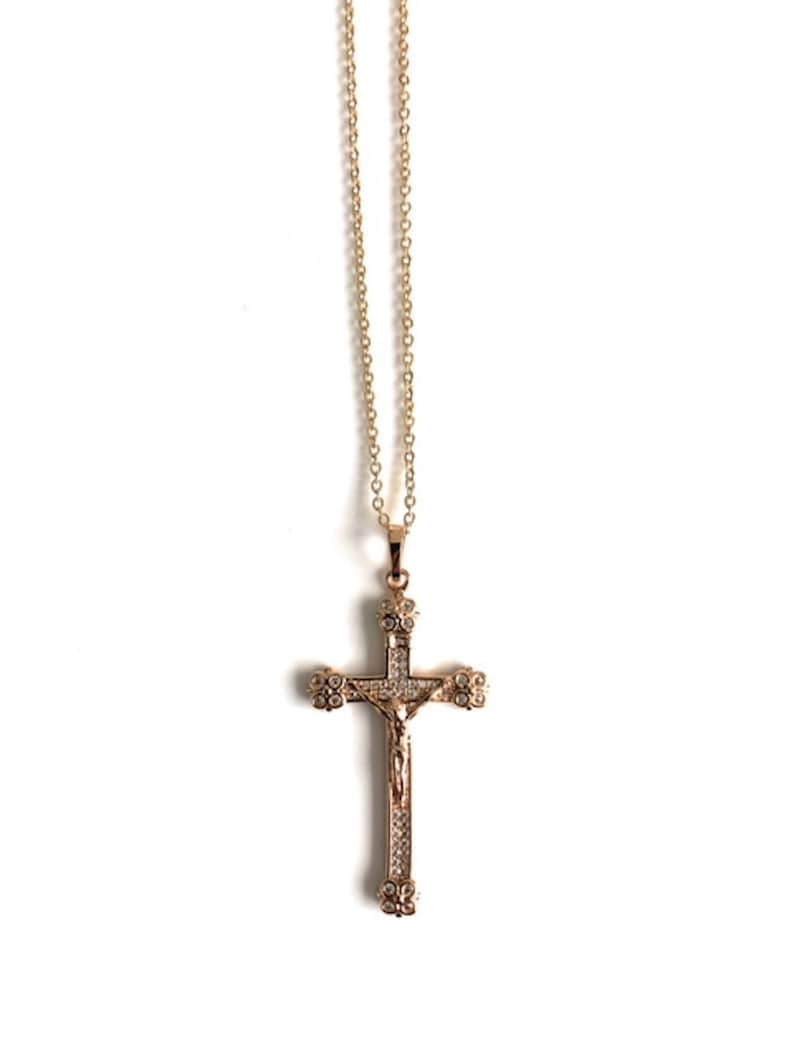 Cubic Zirconia Cross Gold Necklace