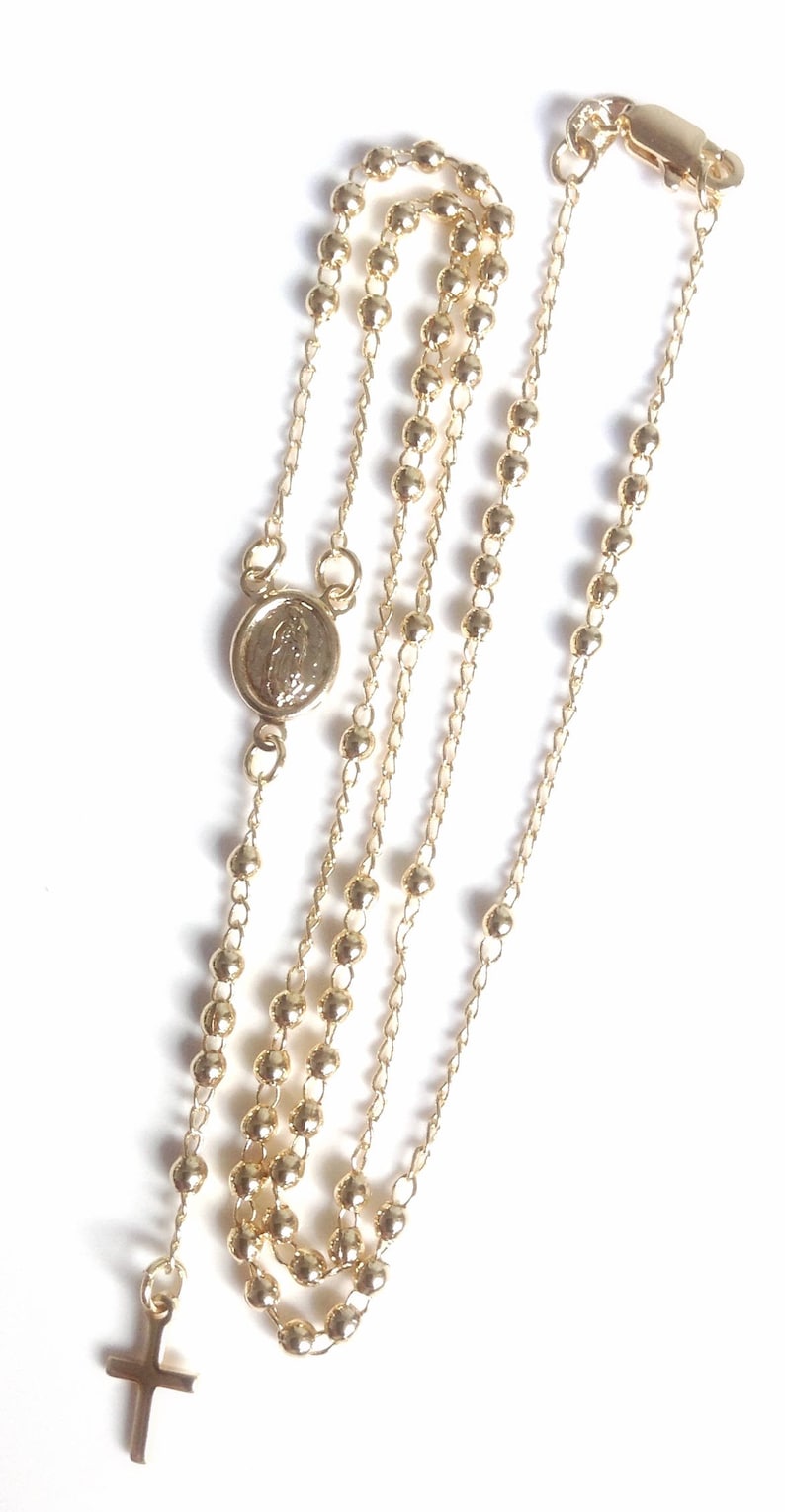 Catholic Rosary Necklace Gold Cross Necklace Rosaries Gold Etsy