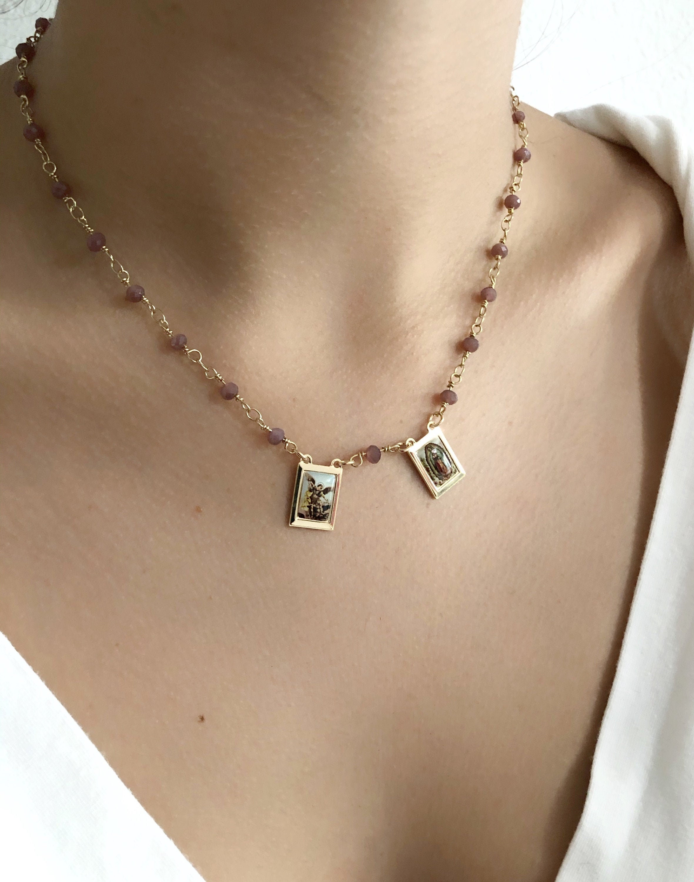 Religious Jewelry Catholic Scapular Purple Necklace Our Lady Etsy