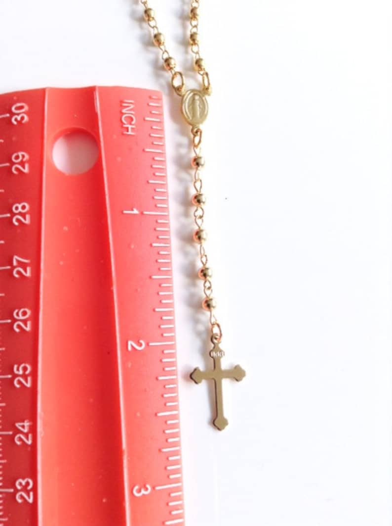 Dainty Rosary Necklace Gold Rosaries Cross Pendant Virgin Etsy
