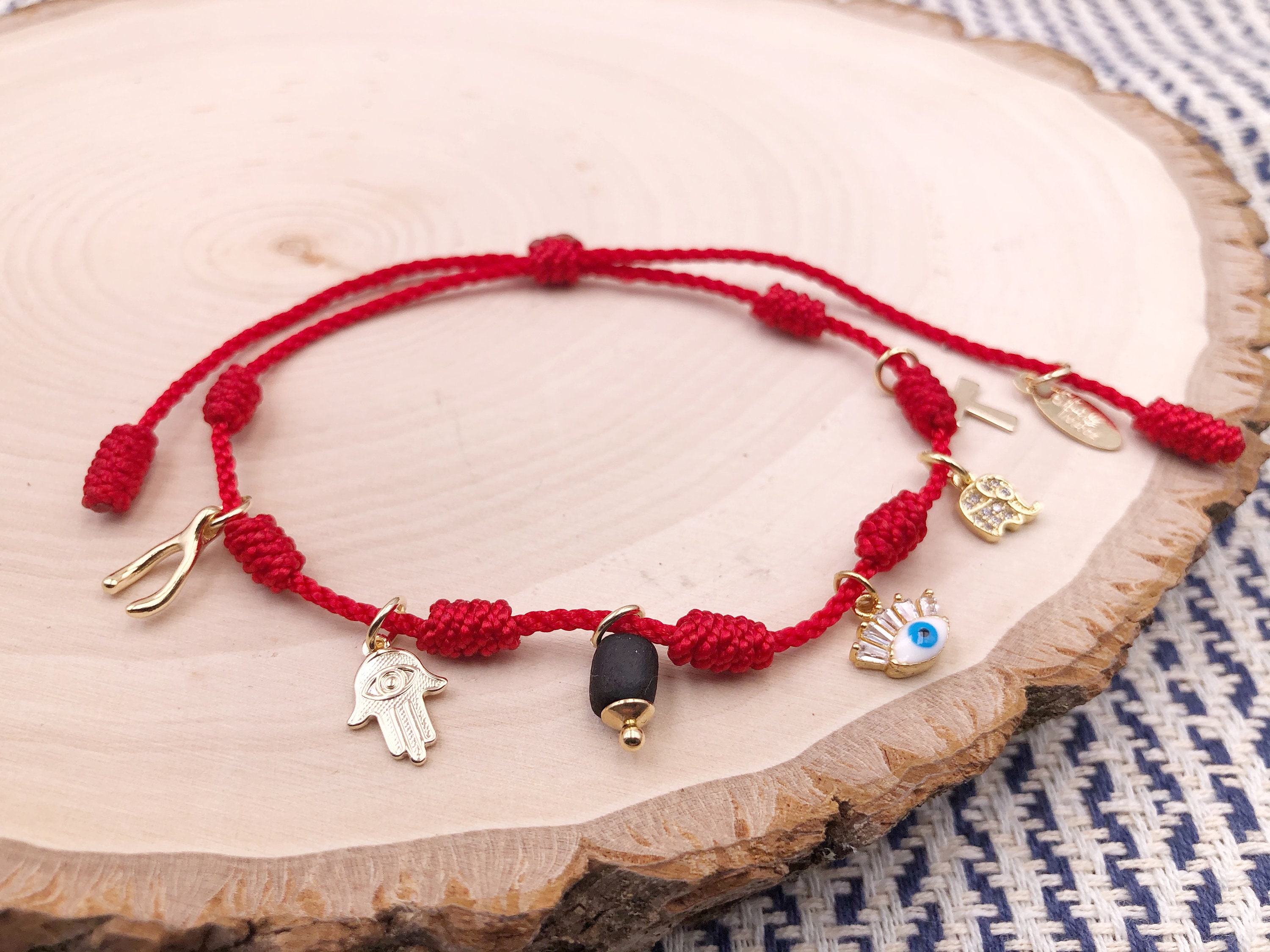 Powerful Seven Knots Red Bracelet, Protection Charms, Good Luck