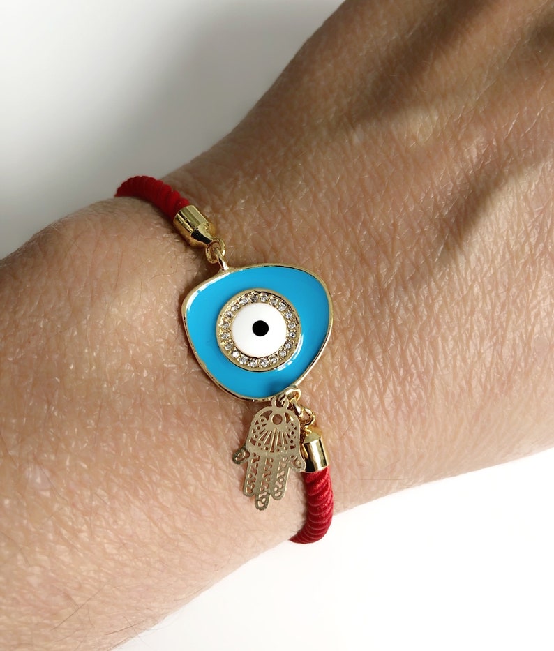Blue Evil Eye Bracelet Jewish Gift Evil Eye Hamsa Red Etsy