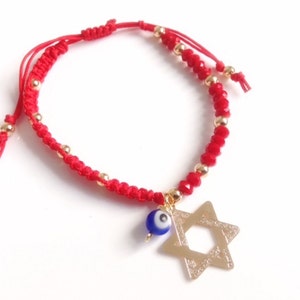 Star of David Pendant Bracelet, Red String Kabbalah bracelet, Lucky charm friendship Bracelet Jewish Gift Judaica jewelry Evil Eye Bracelet