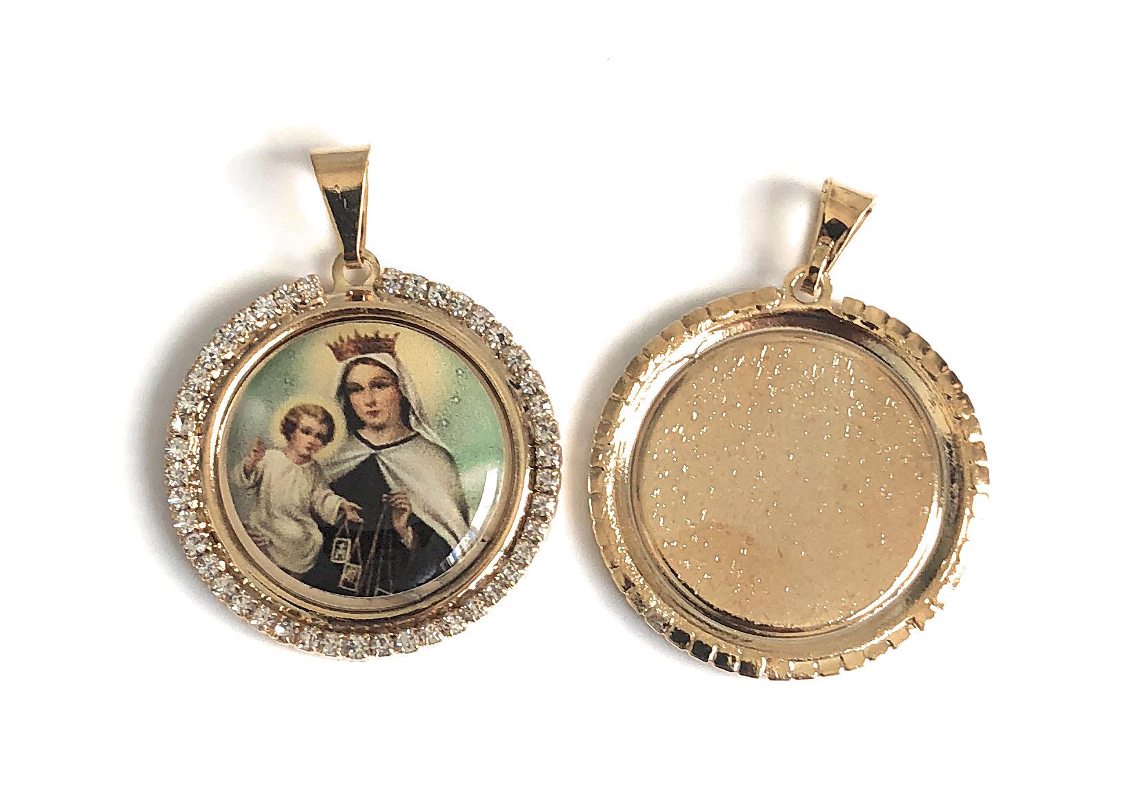 Religious Medals Our Lady of Mount Carmel Gold Medal Rosary Necklace ...