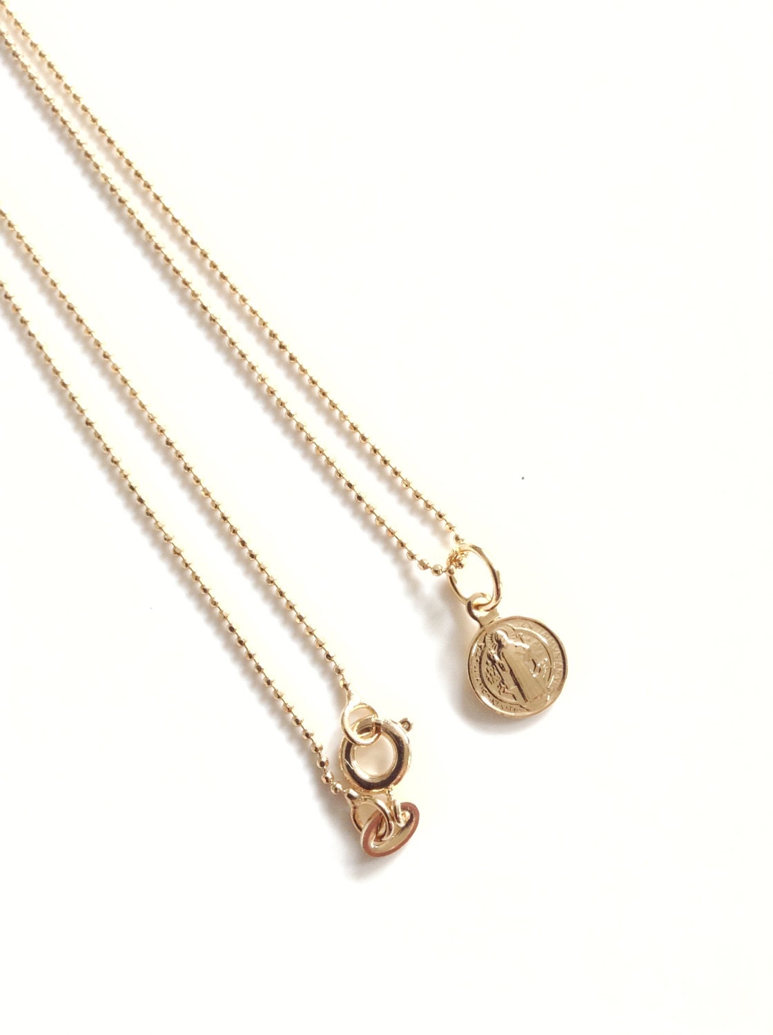 Dainty St Benedict Medal, Pendant Necklace, Tiny Gold Plated Chain, San Benito Necklace, Medalla San Benito catholic gifts religious jewelry