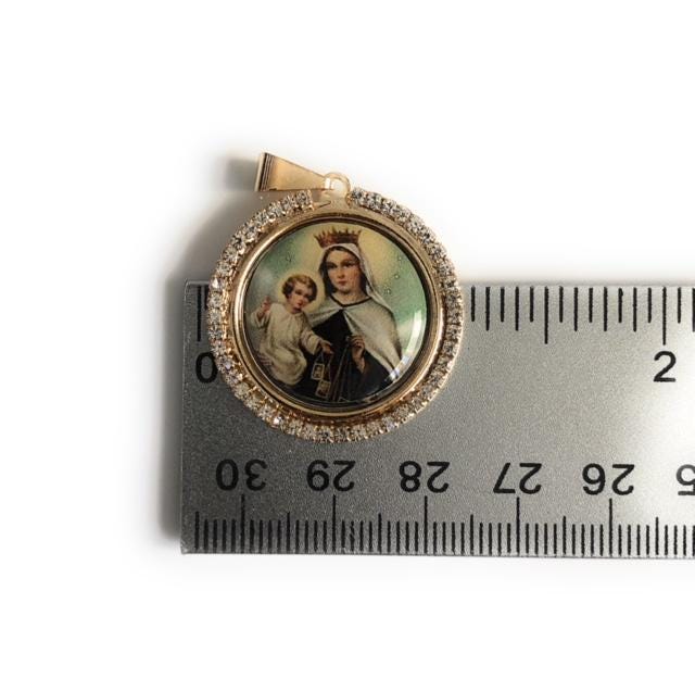 Religious Medals Our Lady of Mount Carmel Gold Medal Rosary Necklace ...
