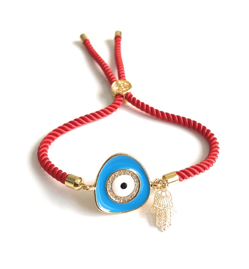 Blue Evil Eye Bracelet Jewish Gift Evil Eye Hamsa Red Etsy
