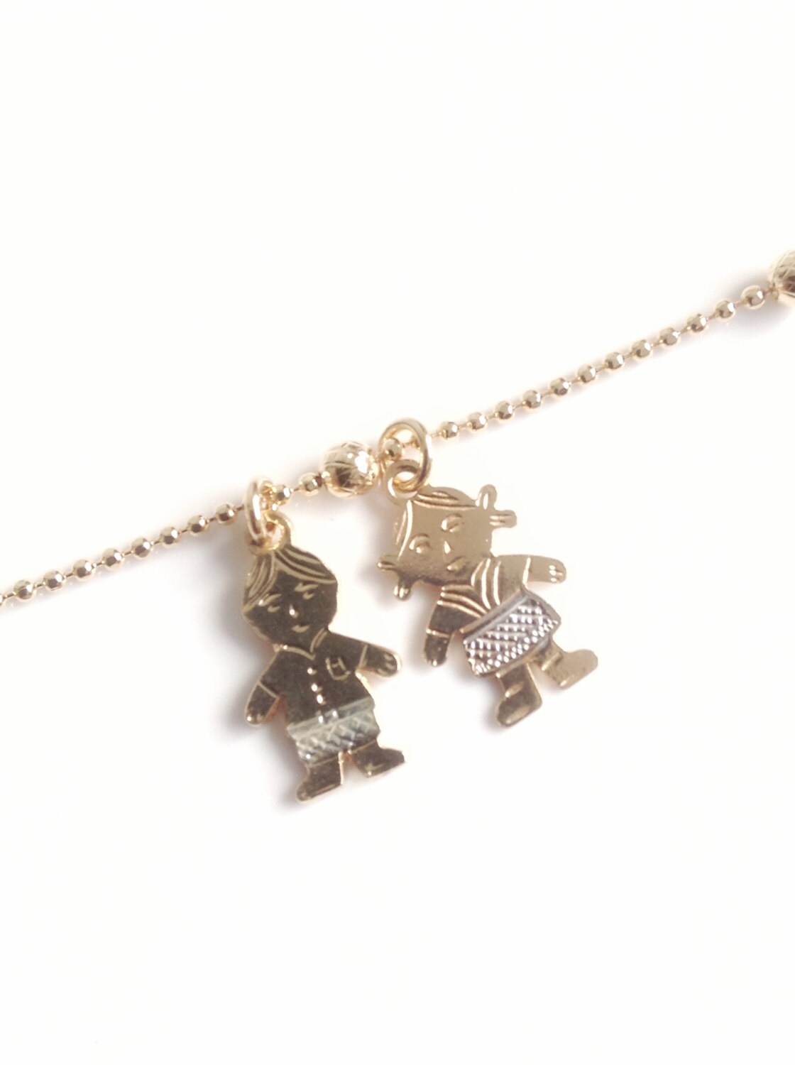 Boy and Girl Charms Bracelet New Mom Gift Gold Plated Etsy