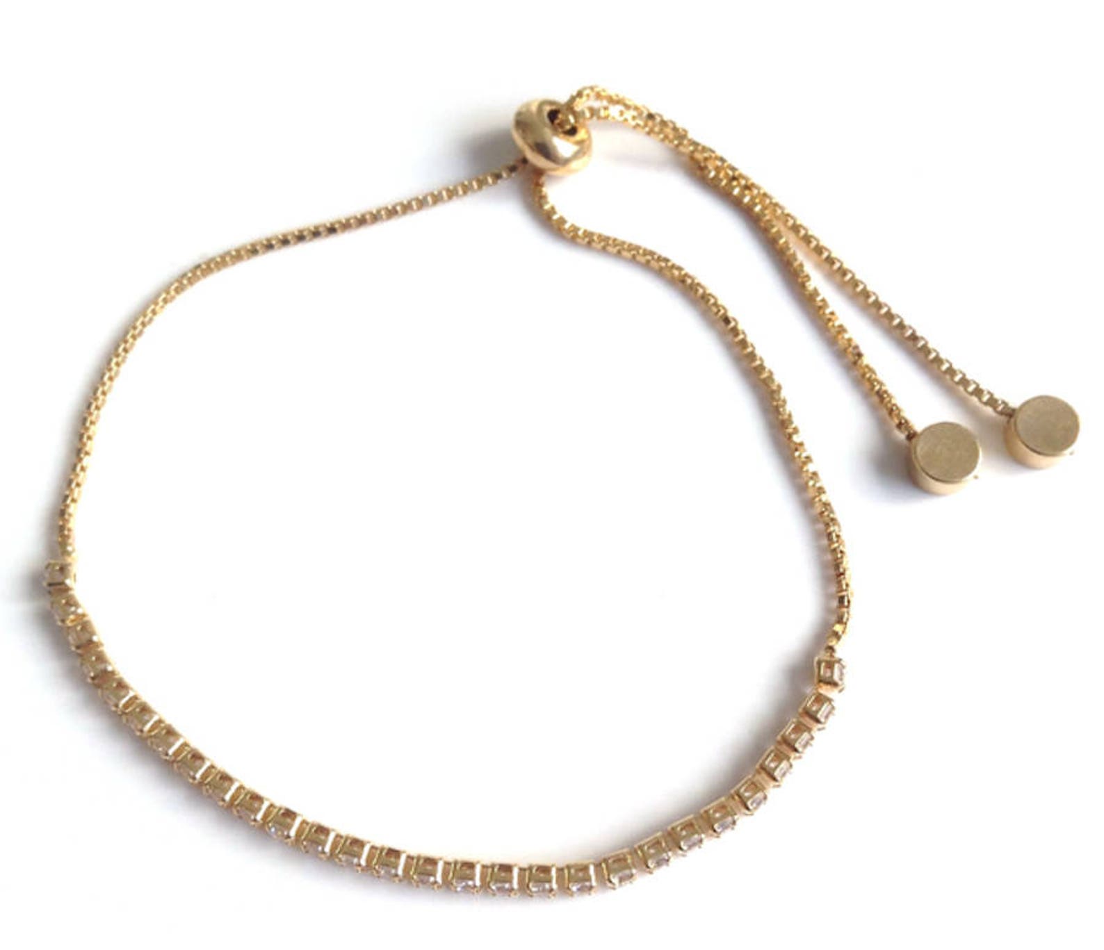 CZ Gold Bolo Bracelets for Women 18k Gold Plated Rhinestone Etsy