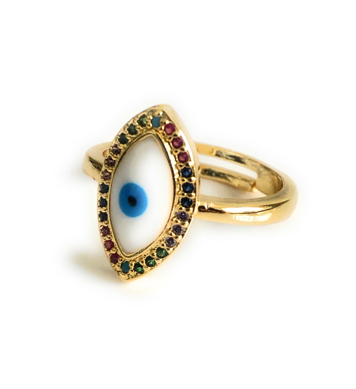 Evil Eye Ring Adjustable Protection Ring Dainty Evil Eye - Etsy