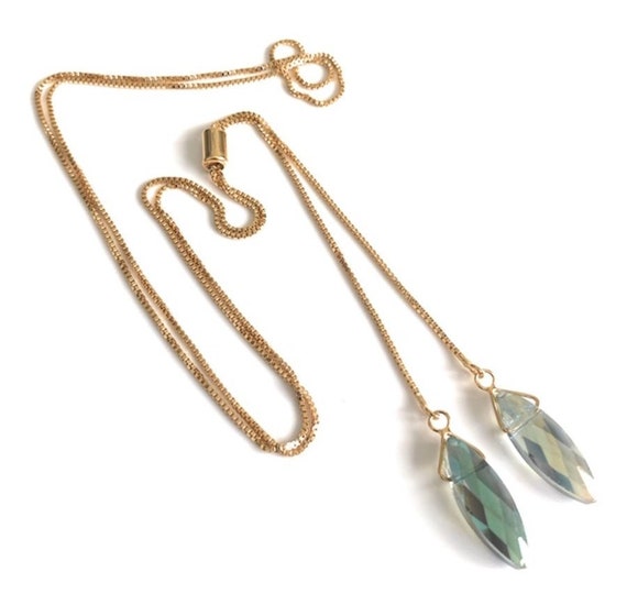 Lariat Necklace Y Shape Long Necklace Gold Adjustable Long Etsy