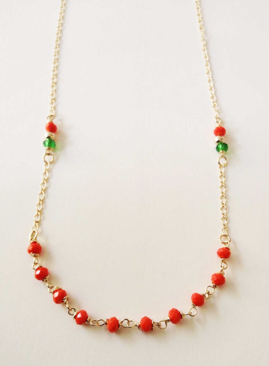 Gold Orange Necklace Minimalist Short Necklace Spring Choker | Etsy