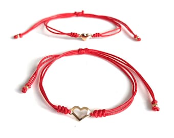 Back to School Daughter Bracelet, Mother and Daughter Matching Bracelets, Set of 2, Red String Heart Bracelets, Mommy and Me Jewelry