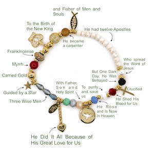 Life Of Jesus Bracelet, Jesus Christ Story Bracelet, Biggest Love Story Life Jesus Bracelet, Stretch Beaded Bracelet, Christian Faith Gift