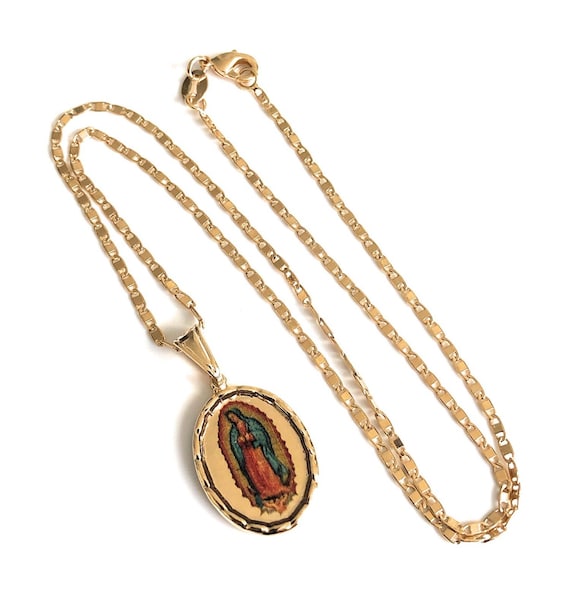 ▽ Medal Our Lady of Guadalupe | Gold & Blue Sapphires – Albert Hern