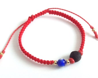 Red String Real Azabache Bracelet, Genuine Azabache Stone, Evil Eye Protection Bracelet, Jet stone Bracelet, Pulsera contra Mal de Ojo