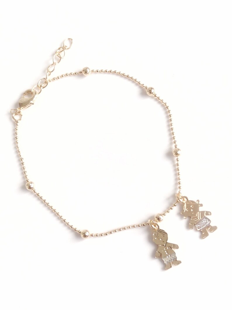 Boy and Girl Charms Bracelet New Mom Gift Gold Plated Etsy