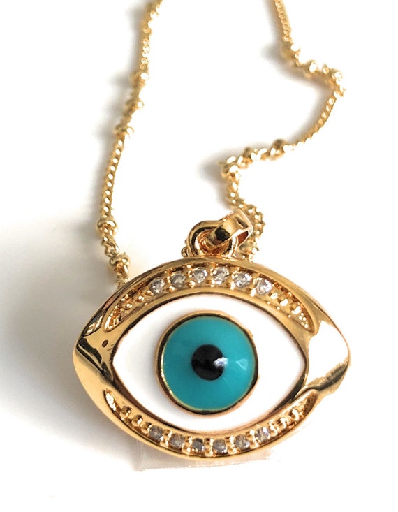 Ciego Dialecto cobija Evil Eye necklace Cadena con ojo turco de protección Cadena - Etsy España
