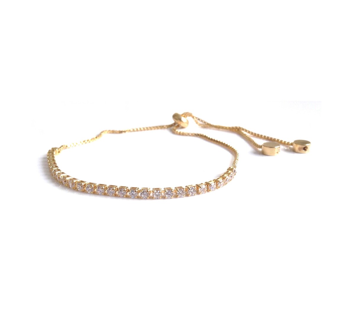 CZ Gold Bolo Bracelets for Women 18k Gold Plated Rhinestone Etsy