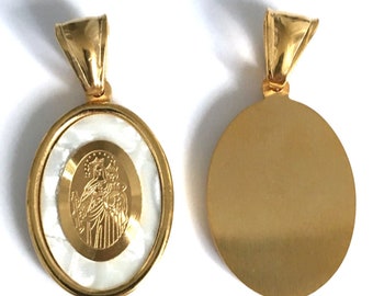 Sterling Silver Our Lady Of Mount Carmel Pendant Necklace - CZ Accented Oval (Virgen Del Carmen) - View #6