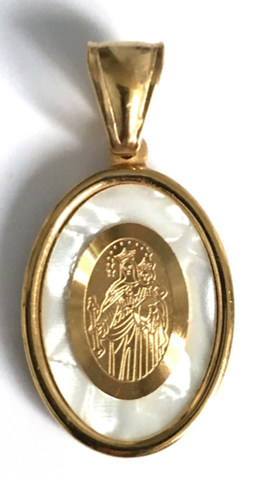 Sterling Silver Our Lady Of Mount Carmel Pendant Necklace - CZ Accented Oval (Virgen Del Carmen) - View #8