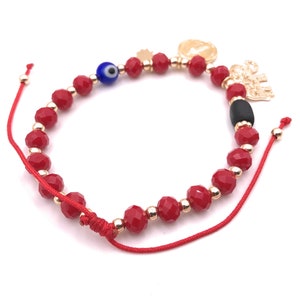 Powerful Protection Amulet Bracelet, Evil Eye, Hamsa Charm, Elephant, Azabache, Pulsera Mal de Ojo, Beaded Red String Bracelet, San Benito image 3