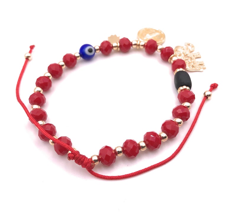 Powerful Protection Amulet Bracelet, Evil Eye, Hamsa Charm, Elephant, Azabache, Pulsera Mal de Ojo, Beaded Red String Bracelet, San Benito image 3