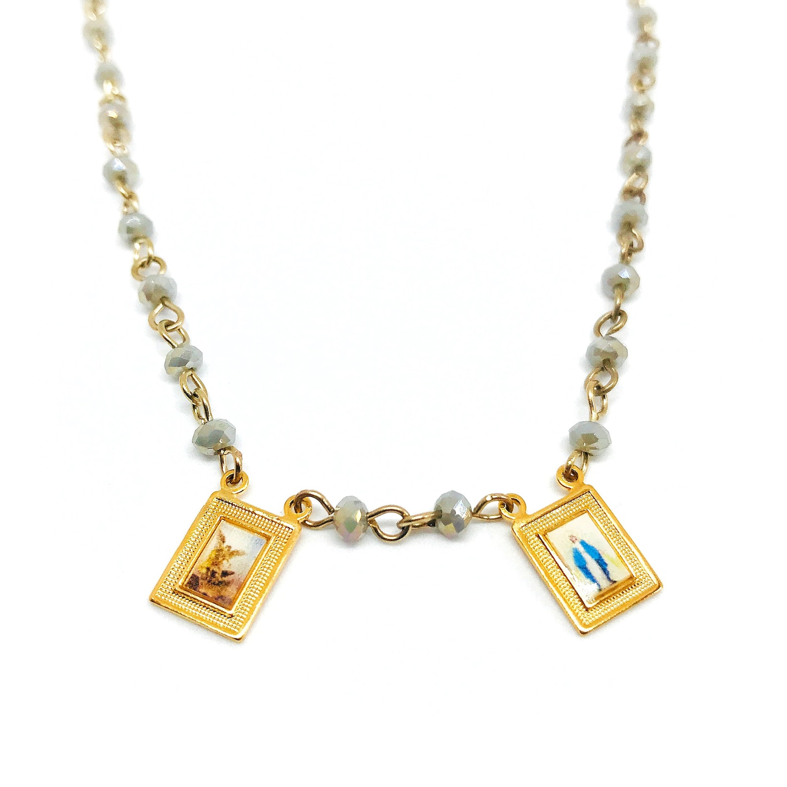 Catholic Scapular Necklace Religious Medals Necklace Etsy