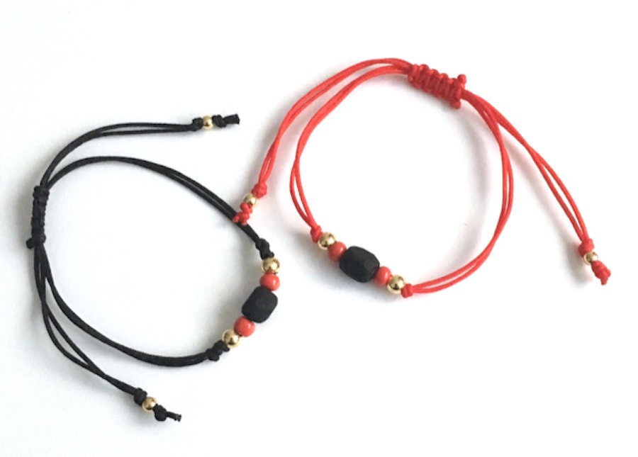 Simple Genuine Azabache Charm, Red String Protection Bracelet, Jet St…