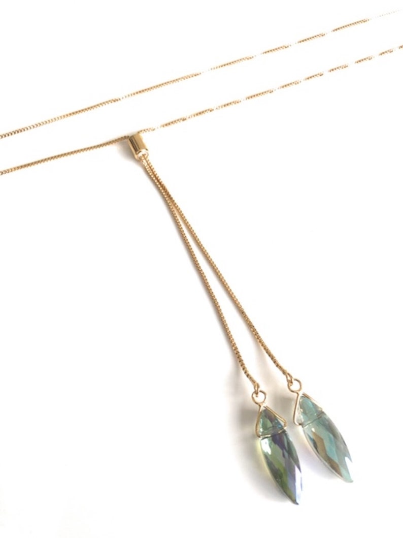 Collana A Y Con Ciondolo Esagonale In Cristallo Curativo - Gioiello A Forma Di Proiettile In Lega Placcata Oro/Argento Per Donna E Ragazza - 3