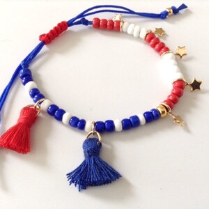 Patriotic Bracelet, 4th of July Jewelry, Independence Day, Red White and Blue, Memorial Day, Fourth of July Bracelet, American Flag Bracelet