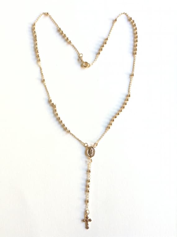 Catholic Rosary Necklace Gold Cross Necklace Rosaries Gold Rosary